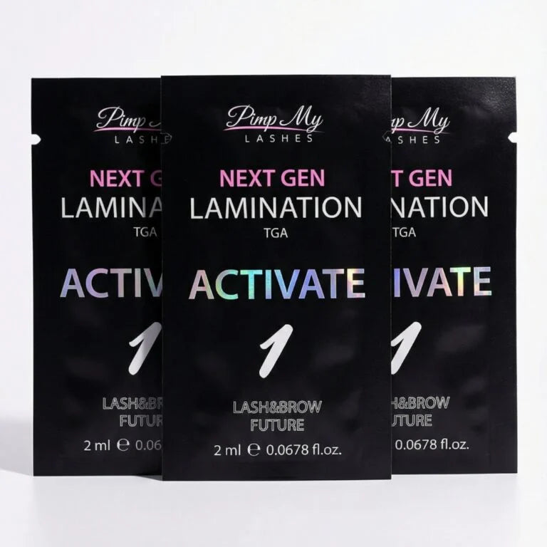 Lash and brow lamination sachet set NEXT GEN with leaflet Korean & Classic meets Pimp My Lashes