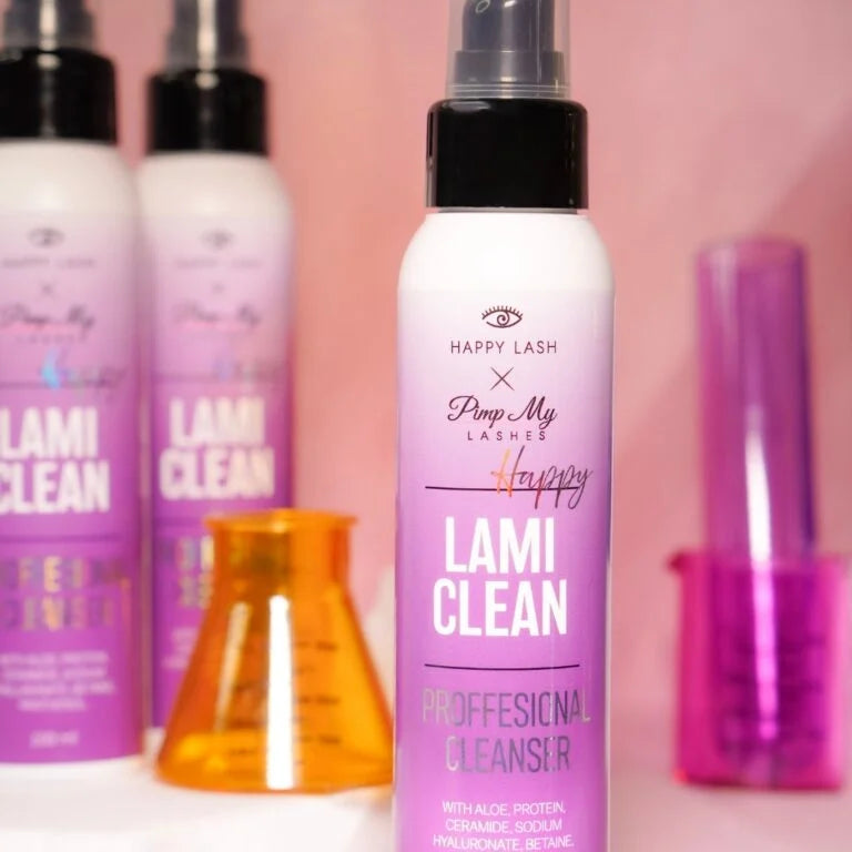 Professional Eyelash and Brow Lamination Aftercare Treatment Happy Lami Clean 100ml Pimp My Lashes x HAPPY LASH