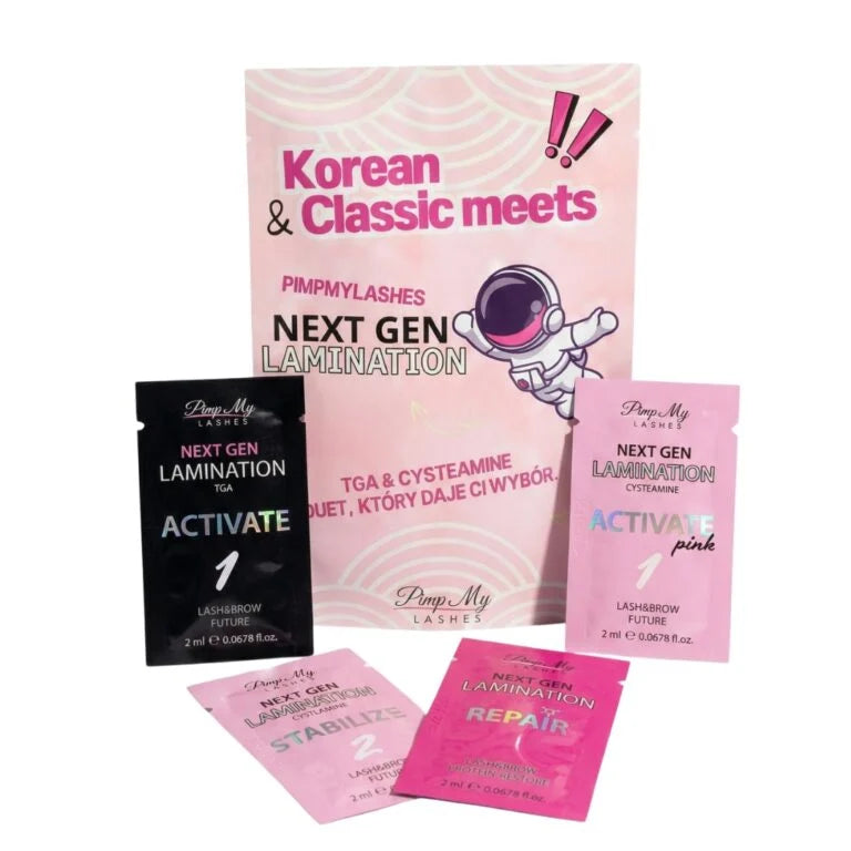 Lash and brow lamination sachet set NEXT GEN with leaflet Korean & Classic meets Pimp My Lashes